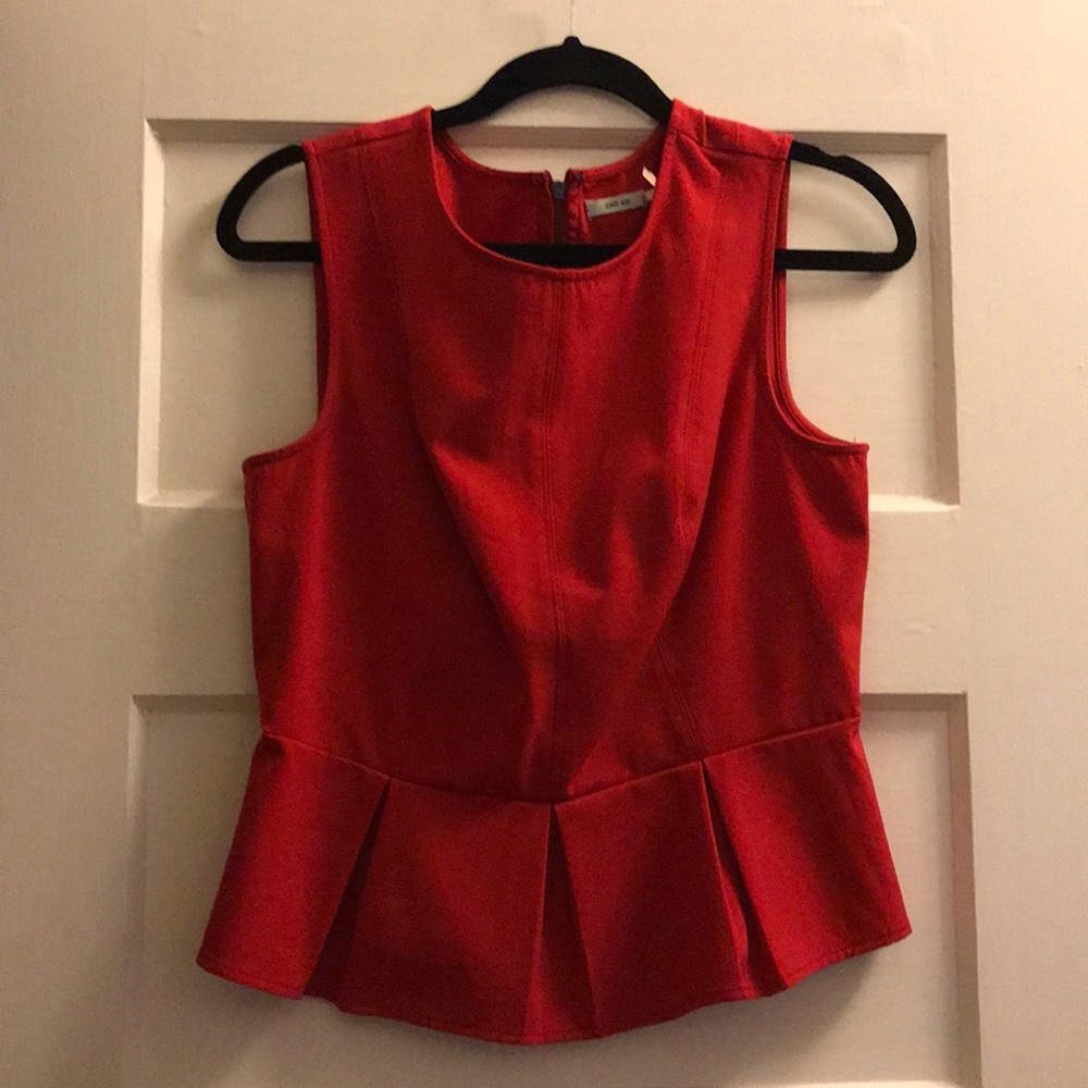 Red Peplum Zip Back Top